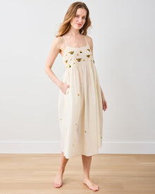 Sweet Bee Embroidered Nightie - Cream