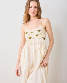 Sweet Bee Embroidered Nightie - Cream