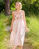 Sweet Bee Embroidered Nightie - Pink Petal