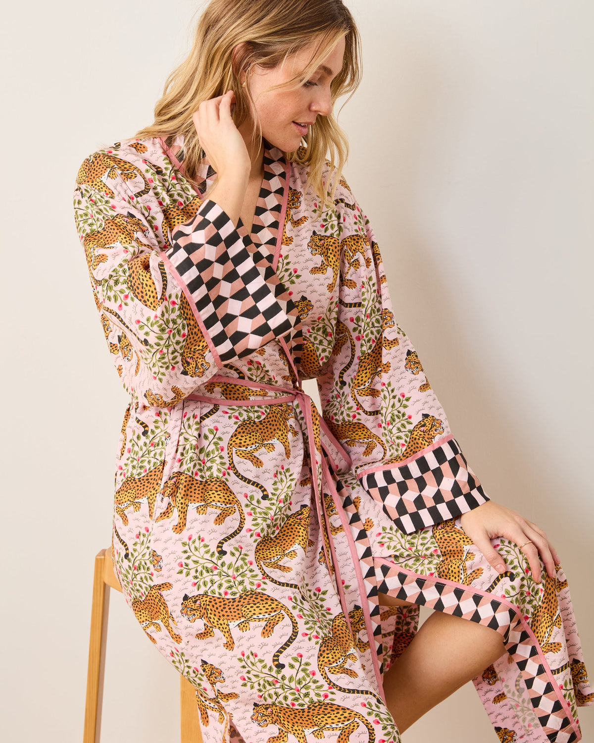 Bagheera Checkered Robe - Blush